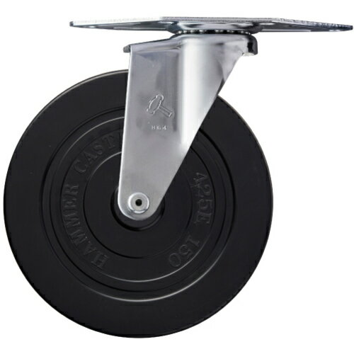 ハンマーキャスター　Eシリーズコーナー　旋回式ゴム車輪（ローラーベアリング）150mm　【品番：220E-RDB150】