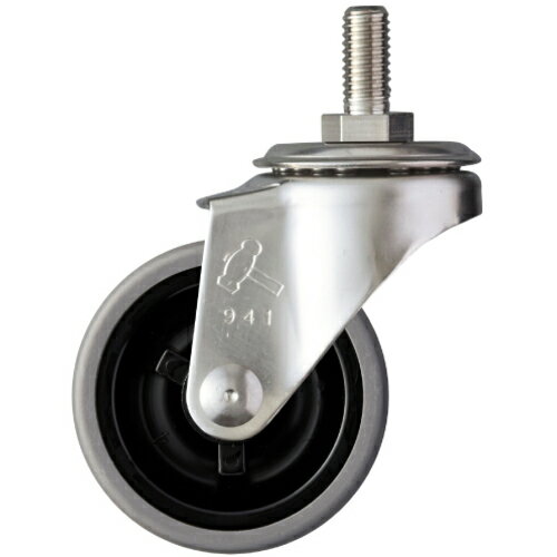 ハンマーキャスター　オールステンレス　Aシリーズ　ねじ込み　自在　W3／8　エラストマー車　50mm　【..