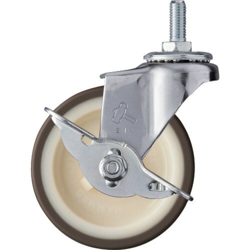 ハンマーキャスター　ねじ込み旋回式ウレタン車輪（ナイロンホイール）75mm　W3／8　ストッパー付　【..