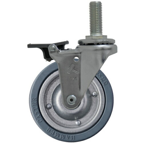 ハンマーキャスター　ねじ込み式ゴムキャスター　フロントストッパー　シーソータイプ　ねじ込み旋回式..