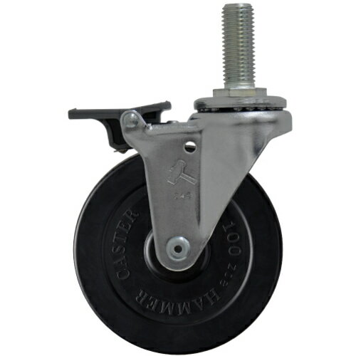 ハンマーキャスター　ねじ込み式ゴムキャスター　フロントストッパー　シーソータイプ　ねじ込み旋回式..