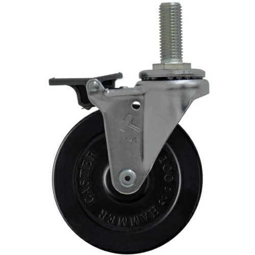 ハンマーキャスター　ねじ込み式ゴムキャスター　フロントストッパー　シーソータイプ　ねじ込み旋回式..