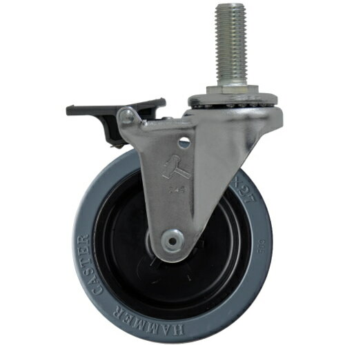 ハンマーキャスター　ねじ込み式ゴムキャスター　フロントストッパー　シーソータイプ　ねじ込み旋回式..