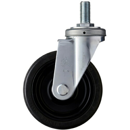 ハンマーキャスター　ねじ込み旋回式ゴム車輪（ナイロンホイール・ボールベアリング）150mm　【品番：4..