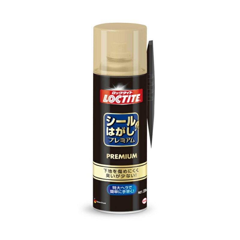 ＜特長＞ ●接着剤を知り尽くしたロックタイトならではのはがし剤です。 ●紙にすばやく浸透し、はがし易くします。 ●POM製特大ヘラ付きなので、誰でも手早くきれいにはがせる。 ●下地を傷めにくい。 ●いやな臭いが少ない。 ＜用途＞ ロッカー・机・家具・冷蔵庫・ガラス窓・陶器などに貼りついたシールやステッカーはがし、フックの接着剤の汚れ落とし ●内容量： 220ml ●製品サイズ： 170mm（H）×52mm ●個装重量： 228g ●ヘラ付 ※皮革、車、バイク、骨董品、高級家具などの高価格品には使用できません。 ※用途以外には使用しないでください。 ※有機溶剤(第3石油類溶剤)が含まれているので、有害であり蒸気を吸わないように注意すること。 ※多量に使用するとき、使用した後はしばらくの間換気をよくすること。 ※体質によりかぶれることがあるので溶液を皮膚につけないようにすること。 ※幼児の手の届かないところに保存し、いたずらしないように注意してください。 ※直射日光を避け、湿気の少ない涼しい場所に保管してください。 ※捨てる時は火気のない戸外で噴射音が消えるまでボタンを押し、ガスを抜くこと。 ※事前に本品が目的の用途に適しているかどうかを確認してください。 ※貴金属、高価格品、飲食用食器には使用しないでください。 【メーカー名】ヘンケルジャパン（株） 【メーカー品番】DSP-220