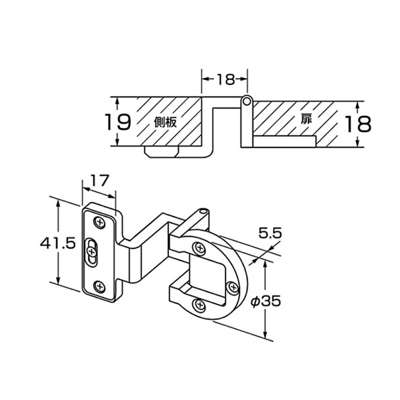 ハイロジック　17220 アングル丁番 18×19 1個入　GB色　【品番：17220】