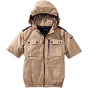 村上被服 HOOH ミドルファン半袖フードジャケット 6L ライトベージュ 【品番:V1127-6L-72】(4)