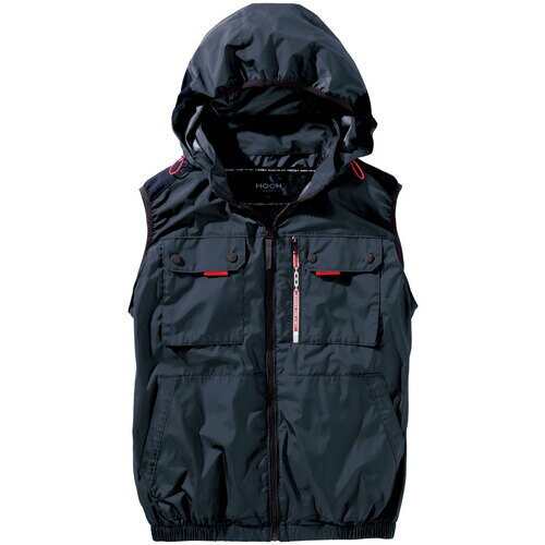 村上被服　HOOH　ミドルファンフードベスト　4L　ネイビー　【品番：V1129-4L-1】