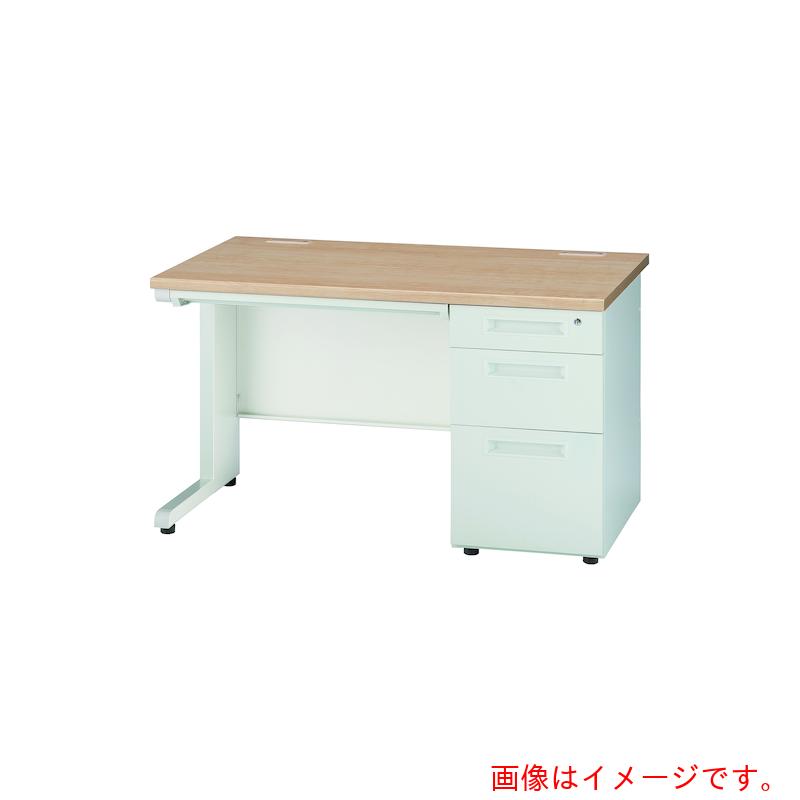 【別途送料あり】井上金庫販売（イノウエ）　片袖机　W1200D700H700　本体ホワイト／天板ナチュラル　【品番：GSD-W127-3L NA】□