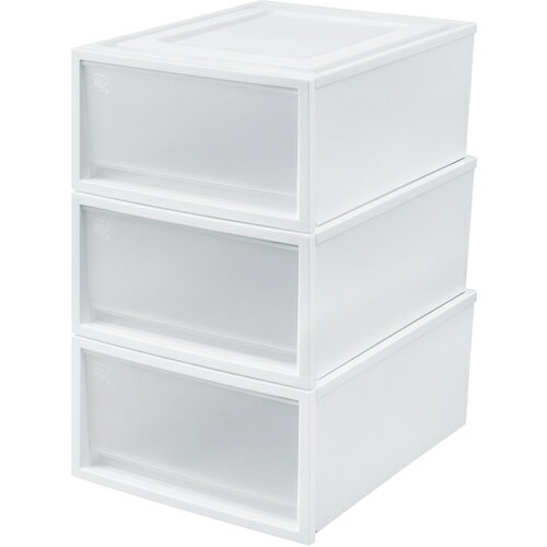 アイリスオーヤマ IRIS 299025 ネスティングボックスチェスト3個セット ホワイト／クリア 【品番：NSBC-500*3】