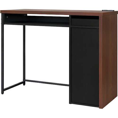 アイリスオーヤマ IRIS 297157 収納付きデスク ウォールナット／ブラック 【品番：SDK-890-WNB】