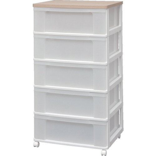 High Chest - アイリスオーヤマ　IRIS　226133　ウッドトップチェスト　ホワイト／フレンチオーク　【品番：W655P-WF】