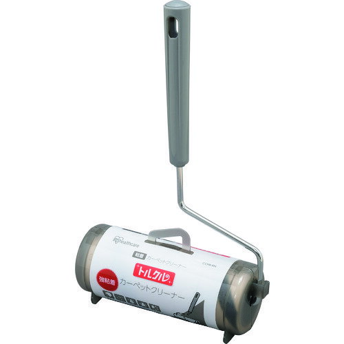 特長 ●めくりやすい斜めカットシートを採用した強粘着タイプのカーペットクリーナーです。 ●強粘着なので、髪の毛やほこりをしっかりキャッチします。 ●各社共通タイプ（標準サイズ）です。 仕様 ●幅(mm)：185 ●長さ(mm)：300 ●テープサイズ：160mm幅×90周 ●色：ホワイト ●タイプ：強粘着 ●奥行(mm)：68 材質 ●グリップ・テープ受け・カバー：ポリプロピレン ●シャフト：スチール ●テープ：基材、芯、はくり紙：紙 ●粘着剤：合成ゴム系 質量・質量単位 ●289.0g 【メーカー名】アイリスオーヤマ（株） 【メーカー品番】CCHB-RN