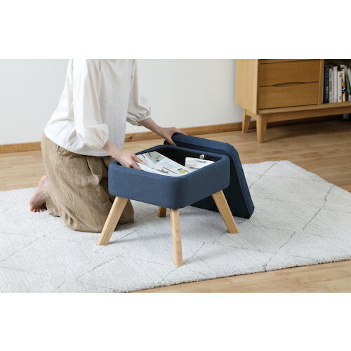 アイリスオーヤマ　IRIS　102077　収納付きオットマン　ブルー　【品番：FAC-OT-A】