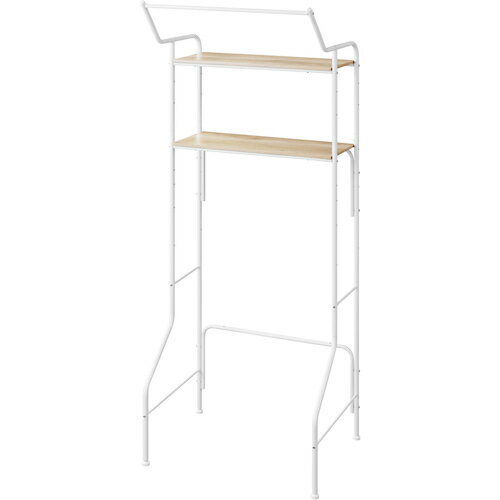 特長 ●ハンガーバー付きのシンプルなデザインのスタイルランドリーラックです。 ●ハンガーバーはバスマットやバスタオル、洗濯物のちょい干し、ちょい掛けなどに便利です。 ●インテリアに馴染む木目調の棚板は、ランドリー周りをおしゃれに収納できます。 ●上段は約7cm間隔で3段階、下段は約15cm間隔で2段階、収納物に合わせて高さ調整が可能です。 ●脚部アジャスターにより、がたつきを防止しています。 ●付属している大きい脚部アジャスターを使用することで、防水パンが壁面に近いご家庭でも設置できます。 質量・質量単位 ●6.81kg 【メーカー名】アイリスオーヤマ（株） 【メーカー品番】HSLR-695R-W