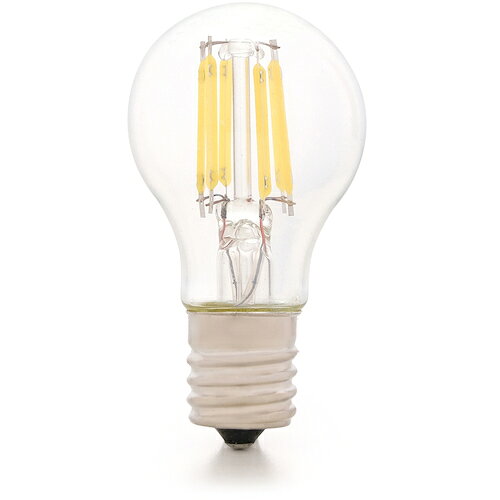 特長 ●白熱電球のように全方向に光が広がるLEDフィラメント電球ミニクリプトン球タイプです。 ●クリアガラスがきらめく華やかな明かりのクリアタイプで、ペンダントライトやインテリアの装飾電球に最適です。 ●口金サイズがE17口金なので、照明器具を替えることなくご使用いただけます。 用途 ●電球の交換用に。 仕様 ●明るさ(lm)：440 ●光源色：昼白色 ●外径(mm)：φ35 ●全長(mm)：67 ●消費電力(W)：4.0 ●口金：E17 ●定格寿命(時間)：15000 ●ビーム角：290° ●定格入力電流：0.067A ●電源(V)：100V（50／60Hz共用) ●ランプ全体の明るさ：小形電球40形相当 ●密閉形器具対応 ●エネルギー消費効率：110.0lm／W 質量・質量単位 ●14.0g 【メーカー名】アイリスオーヤマ（株） 【メーカー品番】LDA4N-G-E17-FC