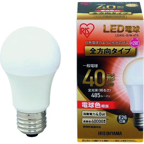 アイリスオーヤマ　IRIS　567934　LED電球　E26全方向タイプ　40形相当　電球色　4...
