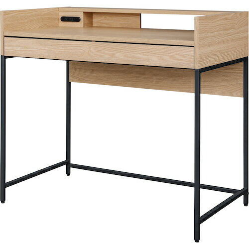 アイリスオーヤマ　IRIS　296767　リビングデスク　ナチュラル／ブラック　【品番：LVD-890-N】