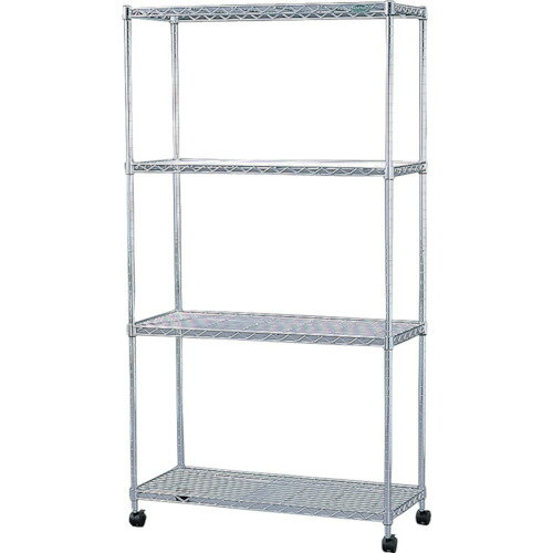 特長 ●棚板は、25mmピッチで位置変更が可能です。 ●アジャスターにより約20mmの高さ調整が可能です。 ●キャスターと組み合わせる事で移動式ラックとしても活用できます。 ●光沢があり変形・変色などの劣化が少ないために美しさを長く保ちます。 仕様 ●間口(mm)：800 ●奥行(mm)：350 ●高さ(mm)：1490 ●有効間口(mm)：744 ●パイプ径(mm)：19 ●棚段数(段)：4 ●均等積載量(kg/段)：75 ●最大積載量(kg/台)：150(静止時)100(移動時) ●棚板調整ピッチ(mm)：25 ●色：シルバー ●組立目安：1人30分 ●パイプ径：19mm ●均等積載量：75kg/段 ●最大積載量：150kg/台 材質 ●本体：スチール ●本体表面処理：クロムメッキ仕上げ ●棚板固定部品：ABS樹脂 ●アジャスター・キャスター：スチール、ナイロン樹脂 質量・質量単位 ●10.0kg セット内容・付属品 ●キャスターセット(自在キャスター、自在ストッパー付キャスター各2個) ●棚板固定部品4組 注意事項 ●移動時の最大積載量は75kg/台になります。(MTO-800C、8012C、8015C、8018C) ●集中荷重になりますと耐荷重能力は半減します。必ず均等に荷重を分布させてご使用ください。 ●キャスター付でご使用の場合、走行時の最大積載量は100kgまでとなります。 【メーカー名】アイリスオーヤマ（株） 【メーカー品番】MTO-8015C