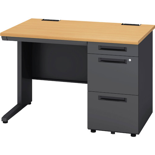 【別途送料あり】アイリスチトセ（IRIS）　デスクラッチ付き片袖机（H720）W1000　ブラック　【品番：S..