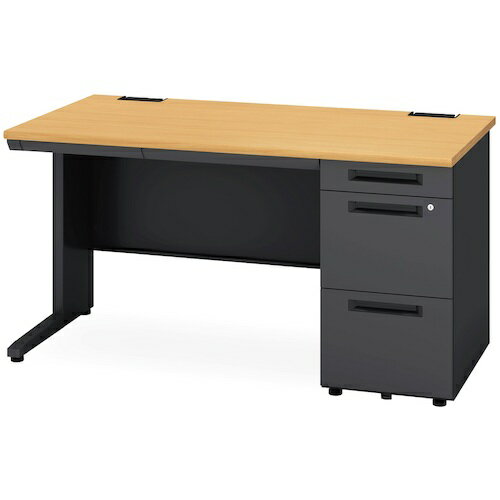 【別途送料あり】アイリスチトセ（IRIS）　デスクラッチ付き片袖机（H720）W1400　ブラック　【品番：S..