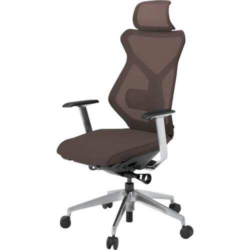 【別途送料あり】イトーキ（ITOKI）　セクアチェア　エクストラハイバック　ベースカラーZT　T型肘　張地　チョコレートブラウン　【品番：KG-355JV1-ZTH2】