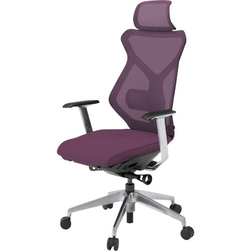 【別途送料あり】イトーキ（ITOKI）　セクアチェア　エクストラハイバック　ベースカラーZT　T型肘　張地　プラムパープル　【品番：KG-355JV1-ZTX7】