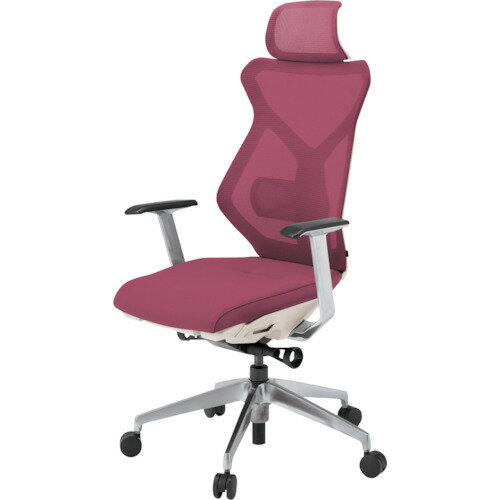 【別途送料あり】イトーキ（ITOKI）　セクアチェア　エクストラハイバック　ベースカラーZW　T型肘　張地　ラズベリーレッド　【品番：KG-355JV1-ZWM4】