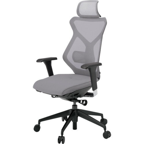 【別途送料あり】イトーキ（ITOKI）　セクアチェア　エクストラハイバック　ベースカラーTT　アジャスタブル肘　張地　ライトグレー　【品番：KG-357JV1-TTW6】(3.0)