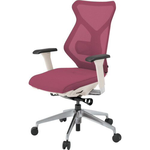【別途送料あり】イトーキ（ITOKI）　セクアチェア　ハイバック　ベースカラーZW　アジャスタブル肘　張地　ラズベリーレッド　【品番：KG-367JV1-ZWM4】(3)