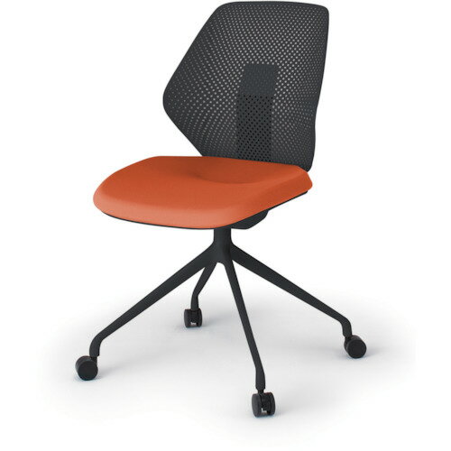 イトーキ（ITOKI）　キュアチェア　4本脚　樹脂メッシュバック　肘無　ナイロン双輪キャスター付　脚ブ..