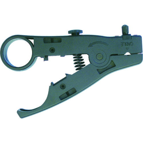 特長 ●気温の変化などで伸縮する外皮に合わせて刃の微調整ができます。 ●手前の刃が外皮のみ、先の刃が芯線まで、一度の作業で同軸ケーブルをストリップできます。 ●適合ケーブルは、3C、4C、5Cです。 用途 ●同軸ケーブルのストリップに。 ●通信業、電気工事業、家電サービス業に。 仕様 ●適合電線：同軸ケーブル ●全長(mm)：127 ●摘要：3枚刃 ●適合サイズ：3C、4C、5C 材質 ●本体:プラスチック 質量・質量単位 ●70.0g 【メーカー名】ジェフコム（株） 【メーカー品番】CCS-800