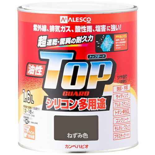 Coating, Repair, Various Materials - カンペハピオ（Kanpe Hapio）　油性トップガード　ねずみ色　1．6L　【6個】　【品番：00017640421016】