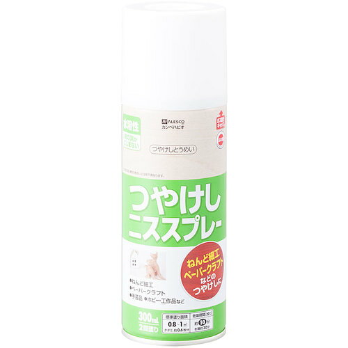 特長 ●絵の具やポスターカラーの上から塗っても溶かさず、にじまず、美しいつやけしとうめいに仕上がります。 ●スプレータイプなので刷毛跡がつかず、滑らかに仕上がります。 用途 ●紙ねんど細工、ペーパークラフト、ホビー・工作品、屋内の木部・木製品に。 仕様 ●色：つやけしとうめい ●容量(L)：0.1 ●乾燥時間： 約10分(20℃) 約30分(冬期) ●塗り重ね可能時間：30分以上(20℃)　1時間以上(冬期) ●塗り重ね回数：2回 ●塗布面積(［［M2］］)： 約 0.8〜1 質量・質量単位 ●0.36kg 注意事項 ●下記のものには塗ることができません、高級家具、床面、テーブル天面、吸い込みのない素材(プリント合板・デコラ板)、UV塗装やセラミック塗装をしたもの、常に水に浸かっている所。 【メーカー名】（株）カンペハピオ 【メーカー品番】00567653732300