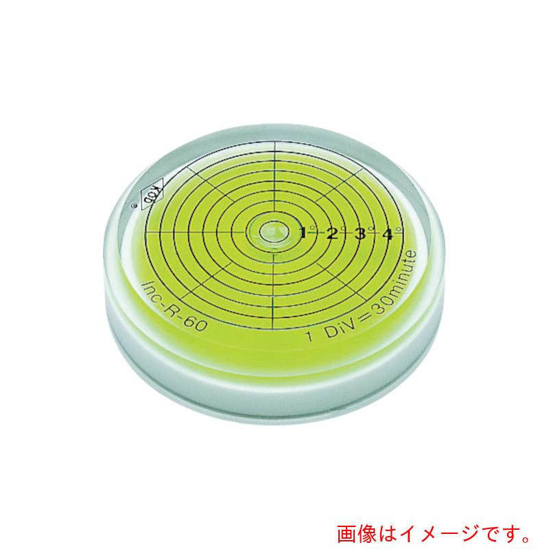 特長 ●角度計付の丸型水平器です。 ●アクリル削り出し加工により精度が優れています。 用途 ●水平測定・傾き測定に。 ●機械、機器等への組込もしくは取付 仕様 ●高さ(mm)：27 ●マグネット：なし ●精度：0.29mm／m＝0.0166° ●感度：20'/2mm ●直径(mm)：135 ●傾斜測定範囲(°)：0〜±8 ●傾斜測定範囲　0°〜±8° ●気泡径　114mm 材質 ●本体：アクリル樹脂（PMMA) ●気泡管：アクリル樹脂（PMMA) 質量・質量単位 ●410.0g 【メーカー名】（株）アカツキ製作所 【メーカー品番】INC-R135