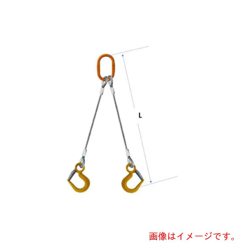 コンドーテック　JISロック止ワイヤ　2点吊　12mm　LSフック1．25t付　楕円マスターリング付　φ12×6M　..