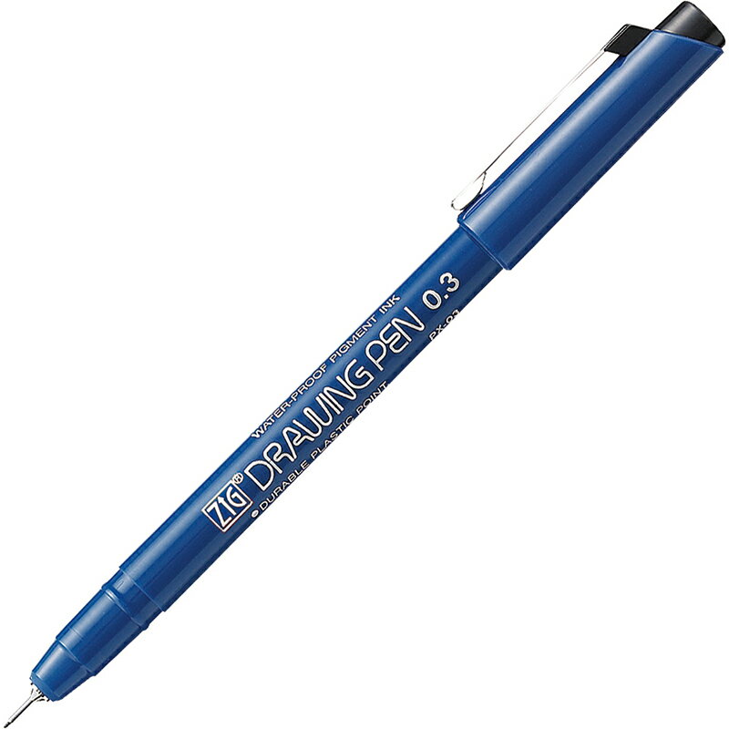 【メール便対応】呉竹　ZIG ドローイングペン 0.3　黒　【品番：PX-03】