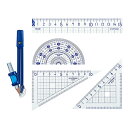 【メール便対応】クツワ STAD 定規セット(コンパス付) 【品番:AP04A】
