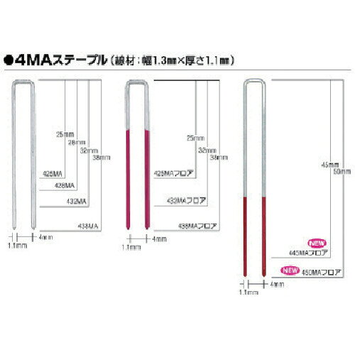 マックス　MAX　フロアーステープル　肩幅4mm　長さ50mm　3000本入り　【品番：450...