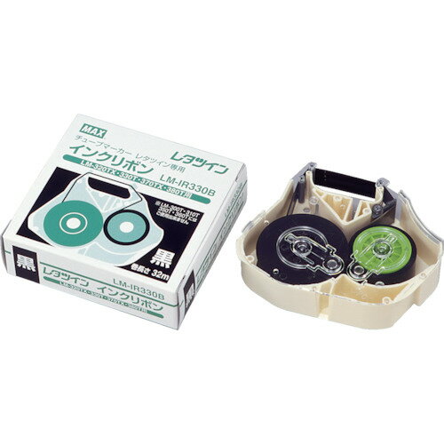 仕様 ●品名：LM-IR330B ●適合機種：LM-390T/W・390T・340T/W・340T・380T/PC・380T・330T ●色：黒 ●リボン長さ(m)：32 ●インク色：黒 質量・質量単位 ●40.0g 【メーカー名】マックス（株） 【メーカー品番】LM-IR330B