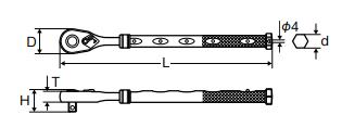 水戸工機　ミトロイ　1/2（12.7mm） スライドラチェットハンドル（プランジャーロックタイプ） 600mm　【品番：4RH600SL】