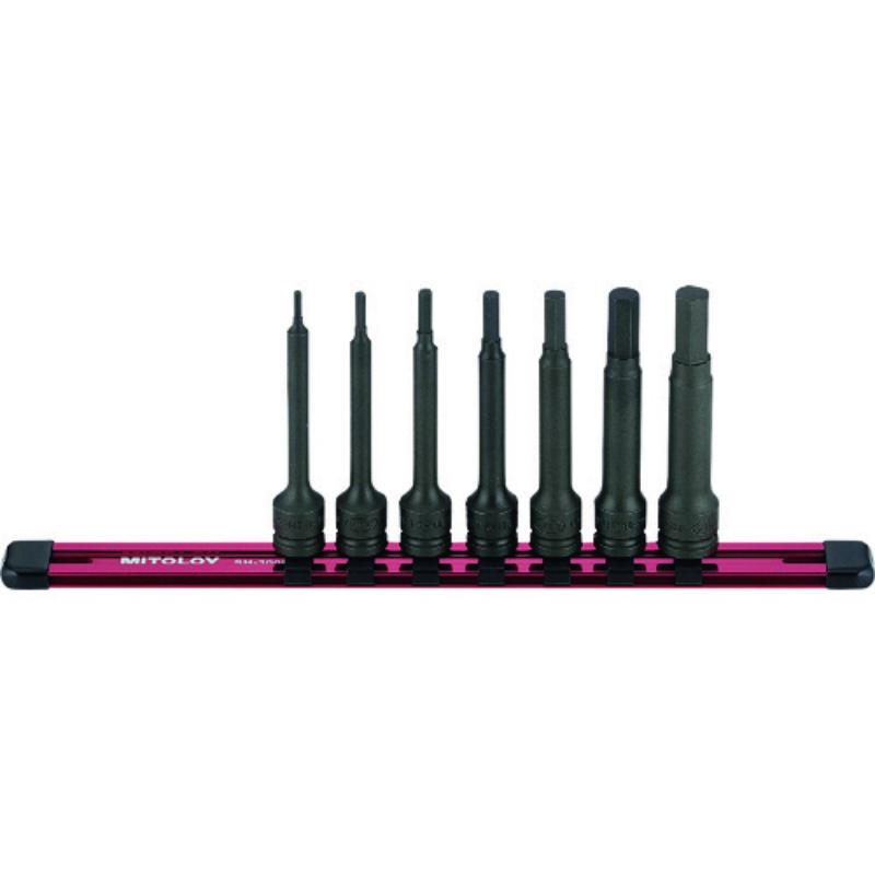 水戸工機　ミトロイ　3/8（9.5mm） ヘックスソケット ロング パワータイプ ホルダーセット 7コマ 8点セット　【品番：HPH308ML-100】