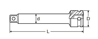 水戸工機　ミトロイ　1/2（12.7mm） インパクトレンチ用 エクステンションバー 150mm　【品番：P4EX150】