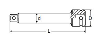 水戸工機　ミトロイ　3/4（19.0mm） インパクトレンチ用 エクステンションバー 150mm　【品番：P6EX150】