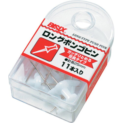 特長 ●25ミリの針でしっかりさせるプッシュピンです。 仕様 ●サイズ：針長25mm ●色：白 ●包装：収納便利なPSケース（フック式） ●入数：約11本 材質 ●PS樹脂 ●鋼線 質量・質量単位 ●25.0g 【メーカー名】（株）ミツヤ 【メーカー品番】BX1-4-WH