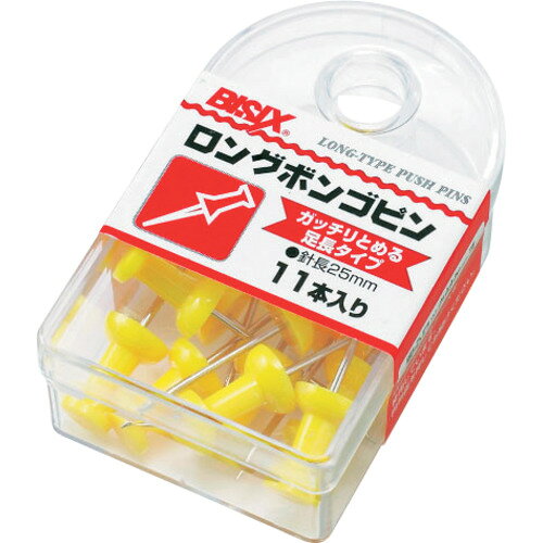 特長 ●25ミリの針でしっかりさせるプッシュピンです。 仕様 ●サイズ：針長25mm ●色：黄 ●包装：収納便利なPSケース（フック式） ●入数：約11本 材質 ●PS樹脂 ●鋼線 質量・質量単位 ●25.0g 【メーカー名】（株）ミツヤ 【メーカー品番】BX1-4-YL