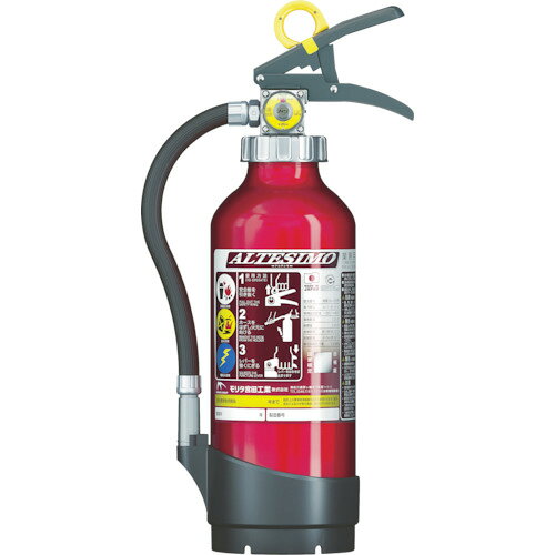 特長 ●軽くてサビにくいアルミ製消火器です。 ●アルミを採用することで総重量を約20％減量し、より扱いやすさを実現しています。 ●アルミ地を活かした継ぎ目のない美しいフォルムです。 ●視認しやすい書体と色使いのユニバーサルデザインを採用しています。 用途 ●業務用。 ●適用火災：普通火災・油火災・電気火災。 仕様 ●放射時間(秒)：約15 ●放射距離(m)：4〜7 ●薬剤量(kg)：2 ●高さ(mm)：465 ●蓄圧式 ●耐用年数：10年 ●リサイクルシール付 ●使用温度範囲：−30℃＋40℃ ●RoHS指令対応品 質量・質量単位 ●2.9kg 【メーカー名】モリタ宮田工業（株） 【メーカー品番】MEA6