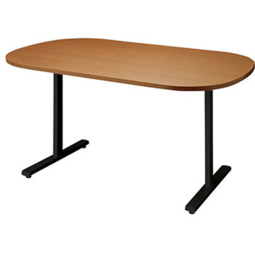 【別途送料あり】ナイキ（NAIKI）　ミーティングテーブル（配線無／長円テーブル　モプト　MP型／天板：ミディアムウォールナット　脚：ブラック／W1500×D750×H720　【品番：MP1575WR-BMW】