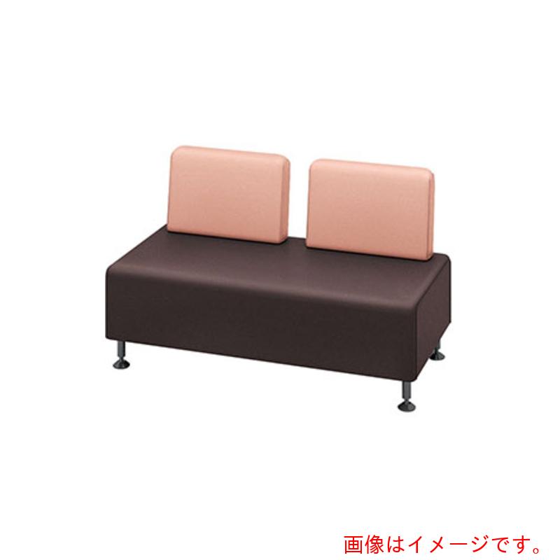 【別途送料あり】ナイキ（NAIKI）　ロビーチェアー　2人掛、背付　アプリコット×ブラウン　【品番：RC1..