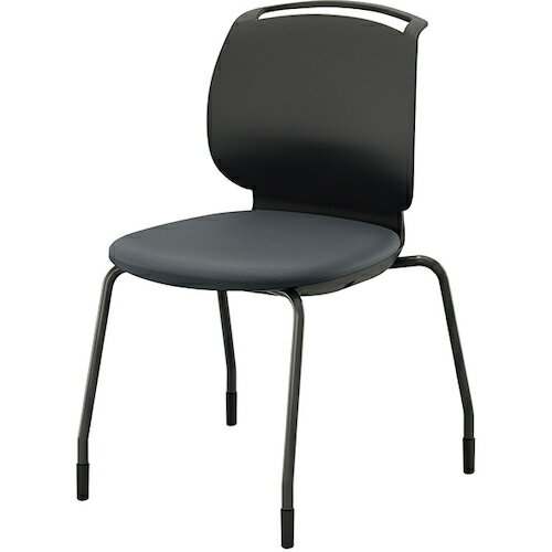 ナイキ（NAIKI）　ミーティングチェアー　“ルント”　4本脚　ミドルタイプ　肘なし　フレーム色ブラック　背ヌード　ビニールレザー　色　チャコール　【品番：E482-B1-CH】